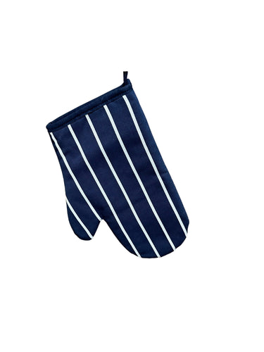 Navy & White Stripe Butchers Quilted Cotton Oven Glove
