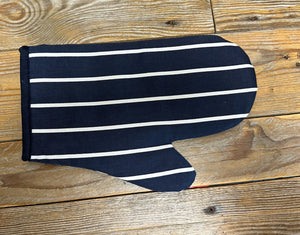 Navy & White Stripe Butchers Quilted Cotton Oven Glove