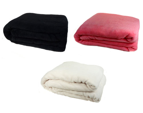 Soft Coral Fleece Blanket - 140cm x 180cm (3 Colours)