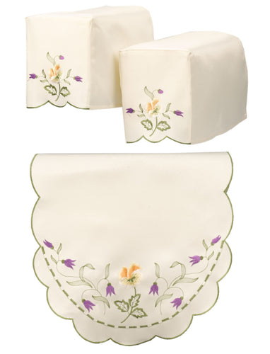 Spring Embroidered Flower Square Arm Caps & Chair Backs