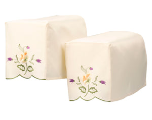 Spring Embroidered Flower Square Arm Caps & Chair Backs