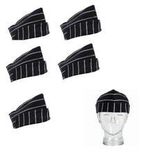 Load image into Gallery viewer, Navy Blue &amp; White Striped Cotton Chef Hats (Packs of 1, 5, 10)