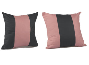 Navy & Pink Stripe Filled Cushion