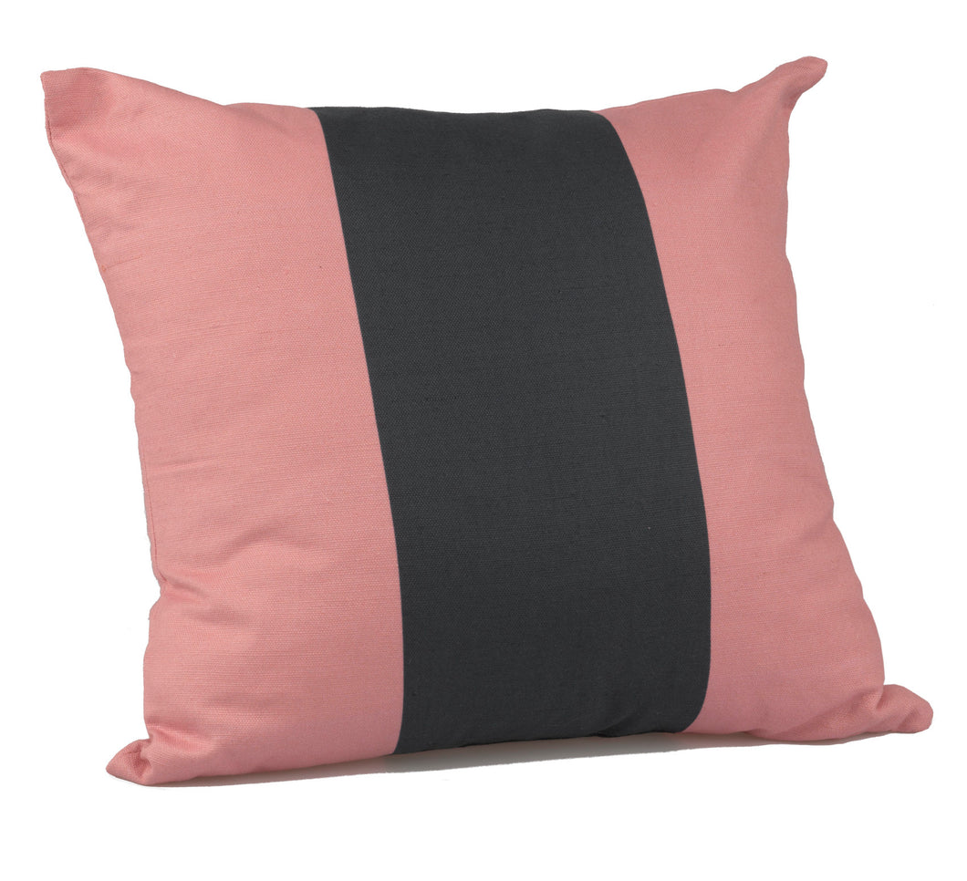 Navy & Pink Stripe Filled Cushion