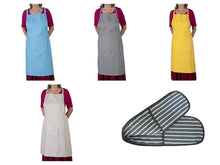 Load image into Gallery viewer, Butchers Stripe Printed Cotton Bib Apron or Double Oven Glove (4 Colours)