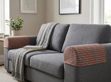 Load image into Gallery viewer, Coral &amp; Grey Check Round Arm Caps or Chair Backs