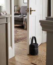 Load image into Gallery viewer, Velvet Check Doorstop Cover with Handle (Silver Grey)