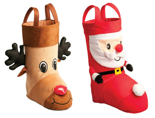 Embroidered & Plush Christmas Boot for Sweets or Wine (Santa or Reindeer)