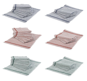 Terry Check 100% Cotton Checked Tea Towels (Various Colours & Quantities)