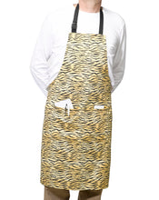 Load image into Gallery viewer, Tiger Print Bib Apron with Pocket &amp; Adjustable Ties (28&quot; x 36&quot;)