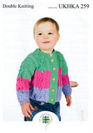 UKHKA 259 Double Knitting Pattern – Cable & Booble Sweater Cardigan Combo