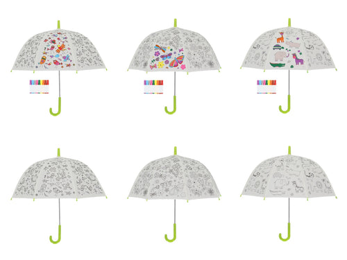 Fallen Fruits Kids Colour Your Own Umbrella – Jungle, Flower & Butterfly or Bird Design
