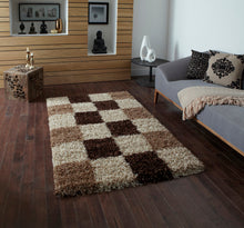 Load image into Gallery viewer, Vista Checked Shaggy Pile Rug - Beige (Various Sizes)