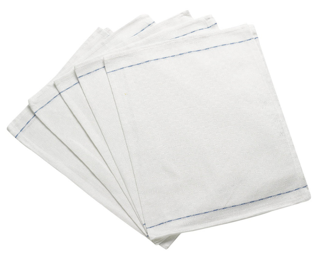 White Waiter/Waitress Cotton Cloth with Blue Stripe Detail (Various Quantities)