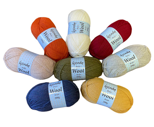 Wendy Pure British Wool Aran Knitting Yarn 200g Ball (8 Shades)