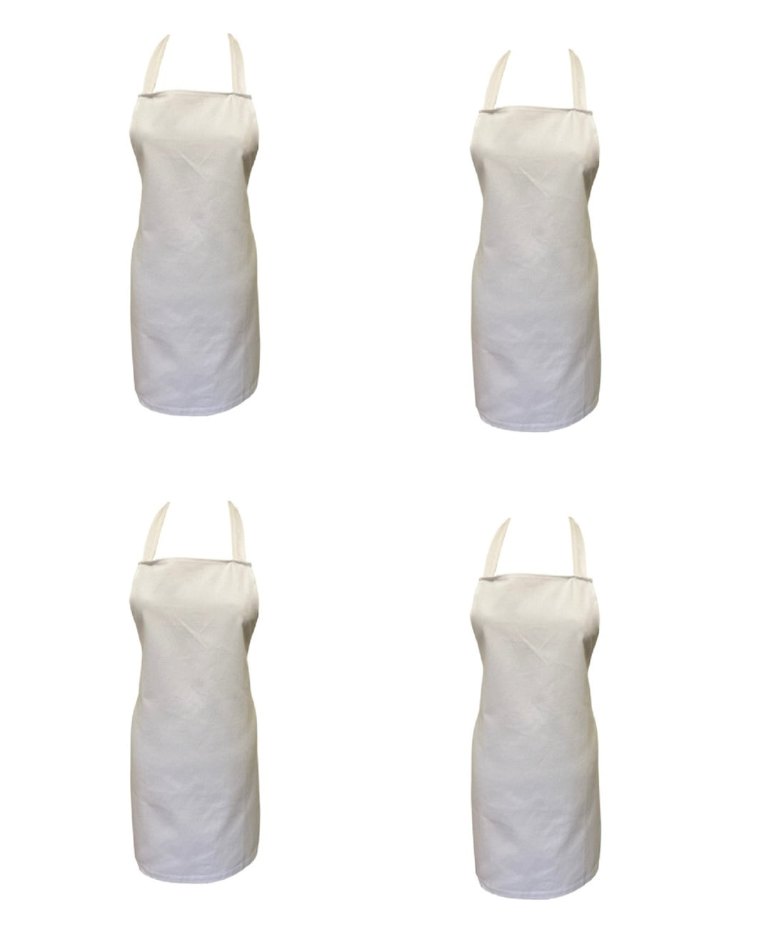 Pack of 4 White Cotton Bib Apron No Pocket 21