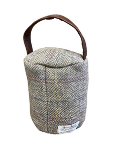 Harris Tweed 100% Pure New Wool Doorstop Cover with Leather Handle