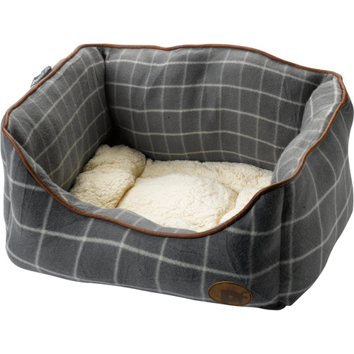 Petface Grey Window Pane Check Square Dog Bed (Various Sizes)