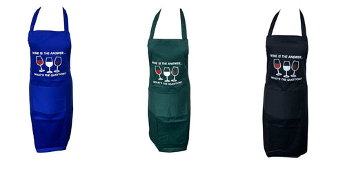 Novelty “Wine is the answer” Apron (3 Colours)