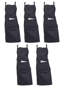 100% Cotton Woven Stripe Butchers Apron with Pocket (Various Colours)
