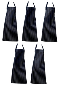 Woven Stripe Butchers Aprons - Bleach Resistant, No Pocket (1 or 5 Pack)