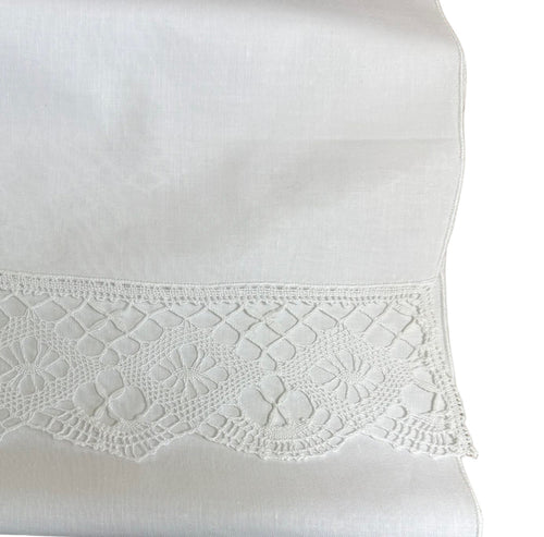 Extra Long White Chair Back with Lace Panels 20” x 44”