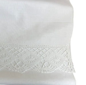 Extra Long White Chair Back with Lace Panels 20” x 44”