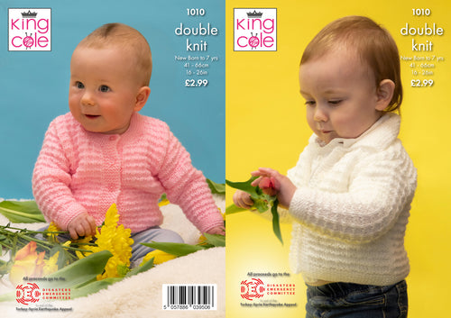 King Cole DK Charity Knitting Pattern - Baby Cardigans (1010)