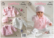 Load image into Gallery viewer, King Cole Comfort Chunky Knitting Pattern - 3044 Jacket Sweater Cardigan &amp; Hat