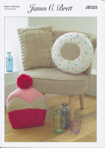 James Brett Amazon Super Chunky Knitting Pattern Cushion Covers (JB325)