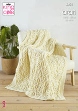 Load image into Gallery viewer, King Cole Aran Knitting Pattern - Afghan Throw (3458)