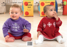Load image into Gallery viewer, King Cole Double Knit Knitting Pattern - Baby Christmas Sweater &amp; Dress (3498)