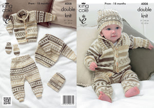 King Cole Double Knitting Pattern - Baby Jacket Sweater & Leggings (4008)