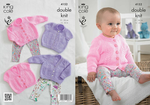 King Cole Double Knit DK Pattern - Baby Cardigans (4152)