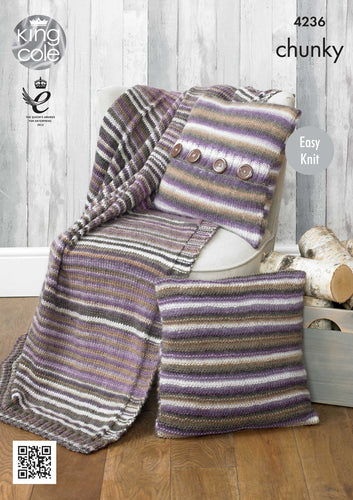 King Cole Chunky Pattern  Cushion Covers & Blanket (4236)