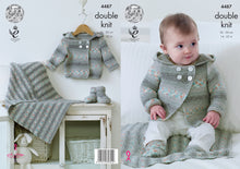 Load image into Gallery viewer, King Cole Double Knitting Pattern - Baby Jacket Blanket &amp; Bootees (4487)