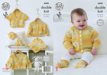 Load image into Gallery viewer, King Cole DK Knitting Pattern - Baby Cardigans Hat &amp; Socks (4490)