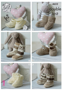 King Cole Double Knitting Pattern - Baby Socks Booties & Shoes (4652)