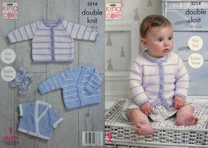 King Cole Double Knitting Pattern - Baby Cardigans (5214)