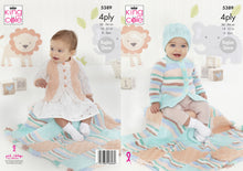 Load image into Gallery viewer, King Cole 4ply Knitting Pattern - Baby Coat Cardigan Hat &amp; Blanket (5389)