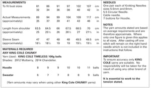 King Cole Chunky Knitting Pattern - Ladies Hoodie & Sweater (5397)