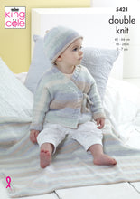 Load image into Gallery viewer, King Cole Double Knitting Pattern - Baby Cardigan Hat &amp; Blanket (5421)