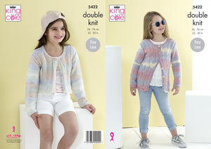 King Cole Double Knitting Pattern - Girls Cardigans (5422)