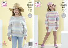 Load image into Gallery viewer, King Cole Double Knitting Pattern - Girls Sweaters (5425)