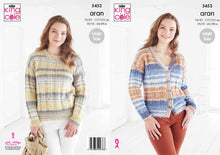 Load image into Gallery viewer, King Cole Aran Knitting Pattern - Ladies Sweater &amp; Cardigan (5452)