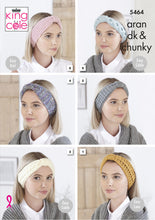 Load image into Gallery viewer, King Cole Aran Chunky &amp; DK Knitting Pattern - Ladies Headbands (5464)