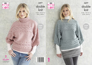 King Cole Double Knitting Pattern - Ladies Sweaters (5477)