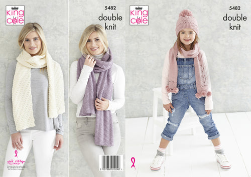 King Cole Double Knitting Pattern - Ladies & Girls Accessories (5482)