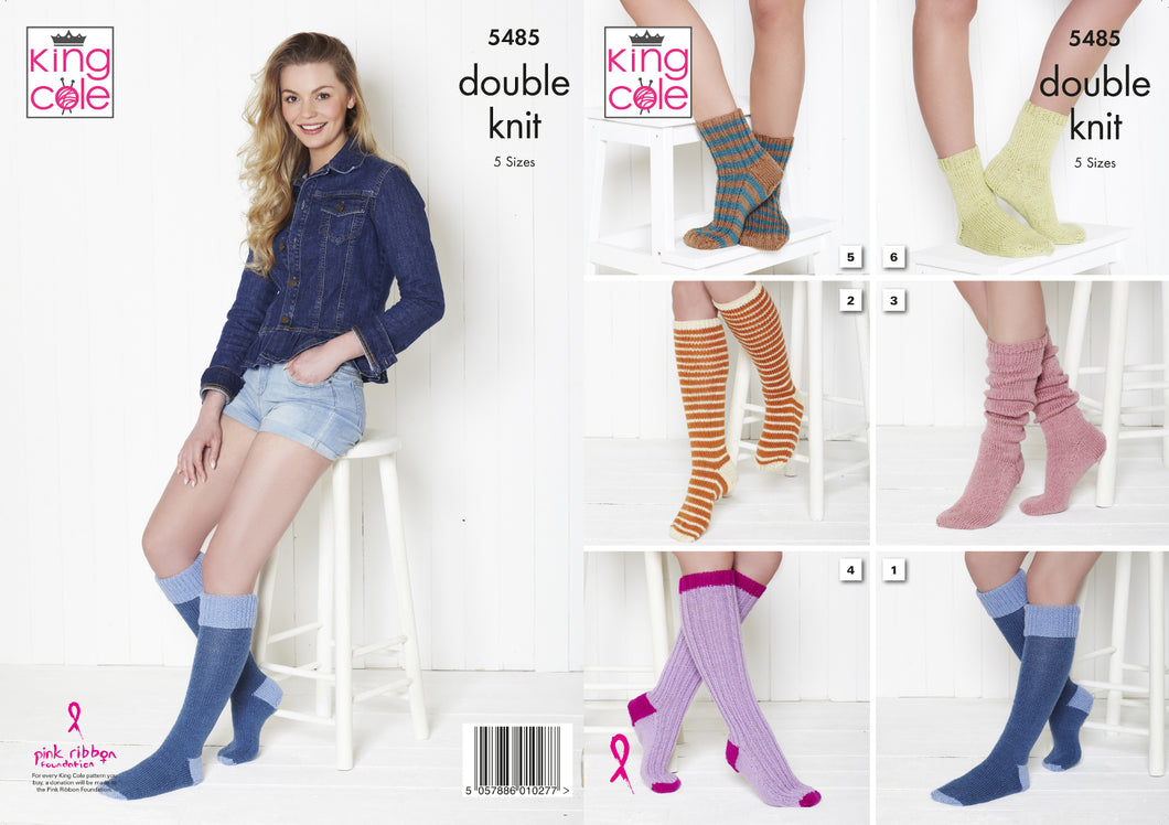 King Cole Double Knitting Pattern - Socks (5485)