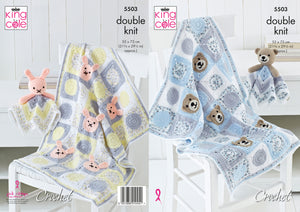 King Cole Double Knit Crochet Pattern - Bear or Bunny Blanket & Comforter (5503)